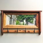 Blackwood Coat and Hat Hanger Mirror & 4 Cast Iron Hooks 1000x590mm